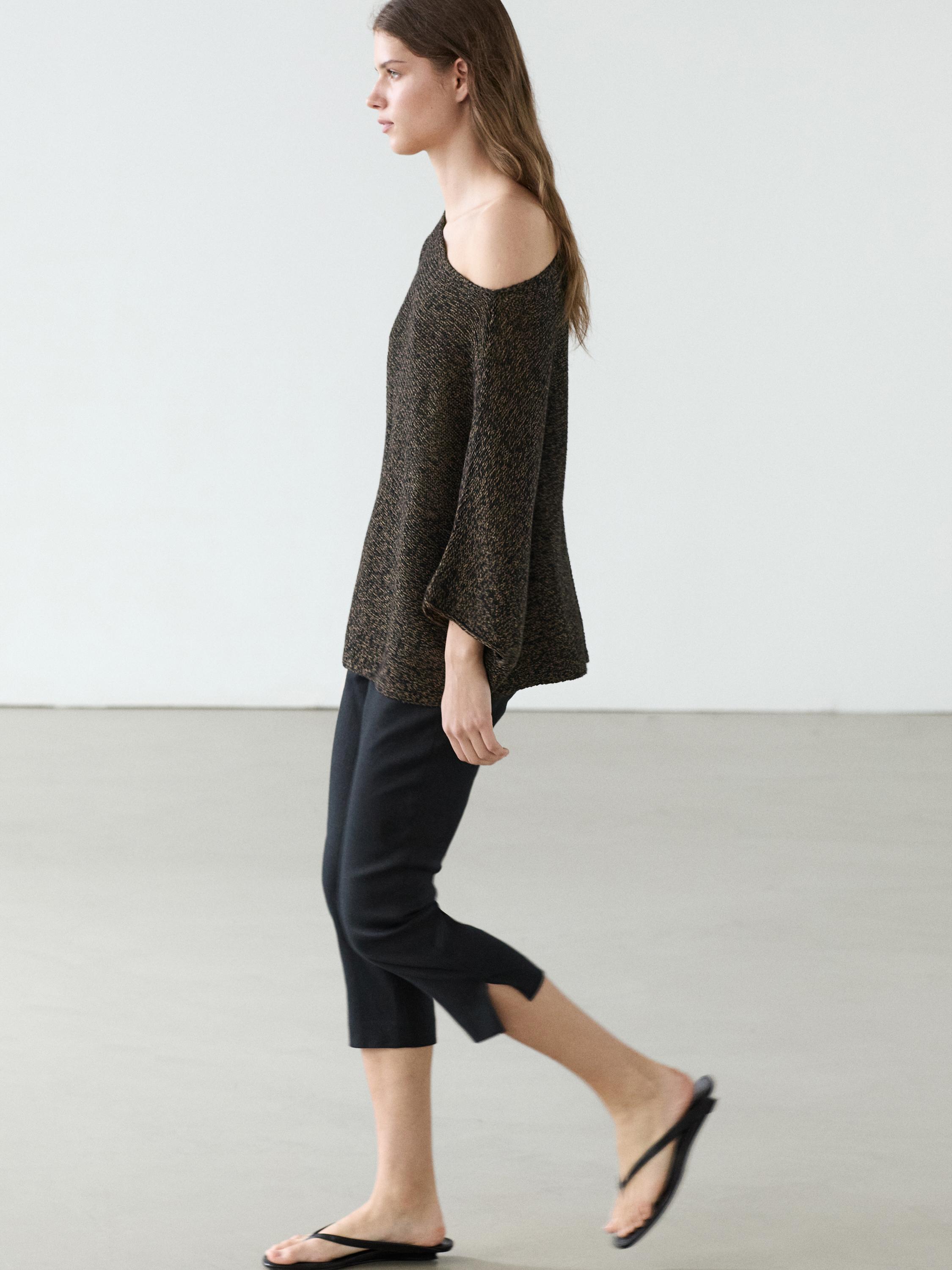 Flowing asymmetric cotton blend cape